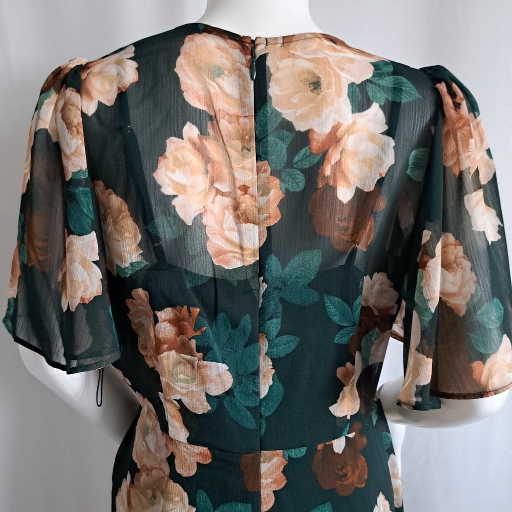 Calvin Klein Floral High-Low Dress - Black and Tan - Picture 12 of 16